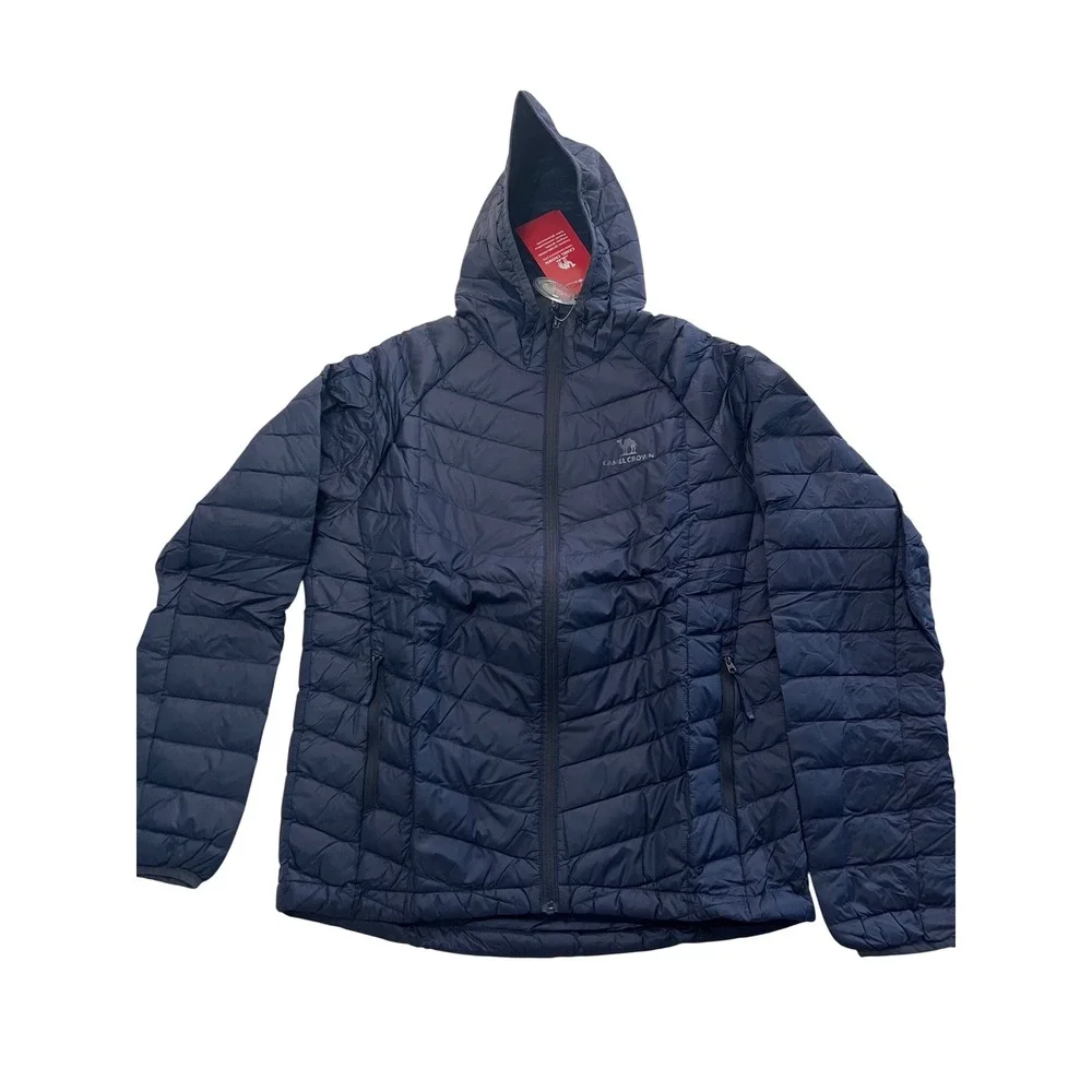 Camel Crown Men Insulated Hooded Puffer Jacket Navy Blue Lightweight Winter Warm